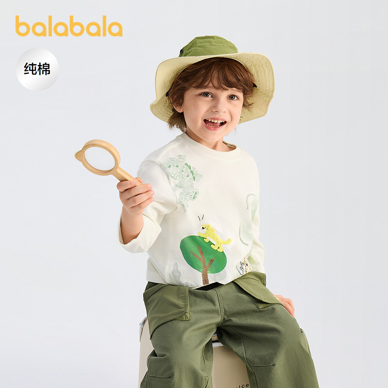 【商场同款】巴拉巴拉儿童长袖t恤男童2026年新款春装艺术感上衣