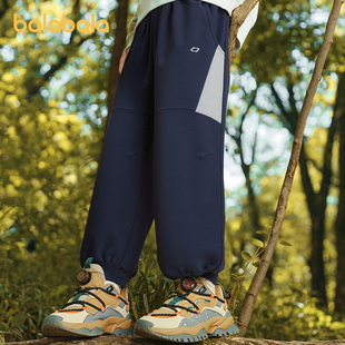 巴拉巴拉男童运动裤儿童速干束脚长裤大童慢跑裤2025秋季新款童装