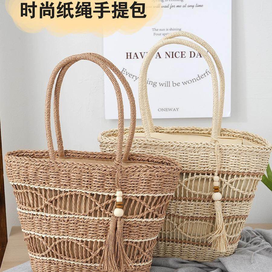 现货手工编织包大容量草编包镂空