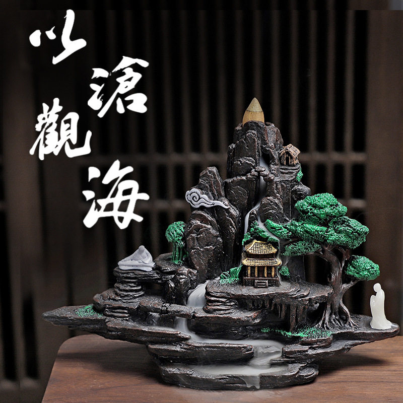 树脂大号倒流香炉创意复古摆件