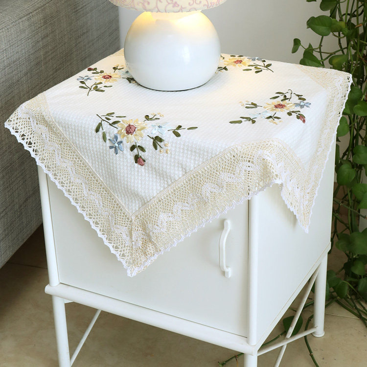 棉麻床头柜盖布防尘洗衣机罩冰箱盖布蕾丝多用盖巾微波炉田园布艺在类目 居家布艺, 防尘保护罩, 万能盖巾中 - 来自Buy2taobao.com提供专业的淘宝代购服务