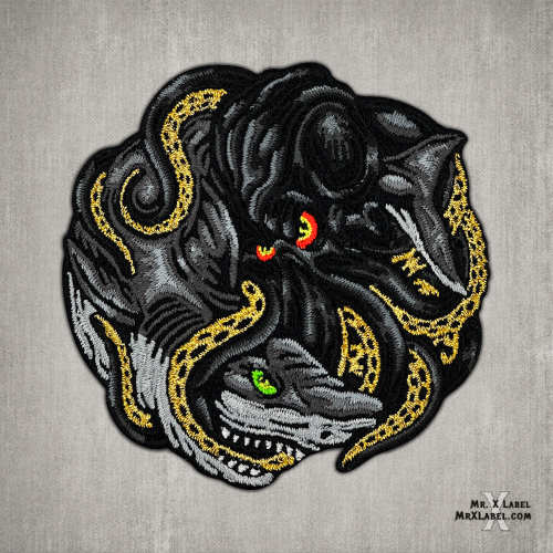 美国 MXL Kraken vs Shark Gold Mini 士气章 刺绣魔术贴