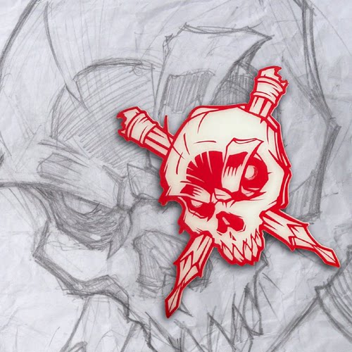 美国 GP Red Skull n Pencils Glow Acrylic士气章魔术贴