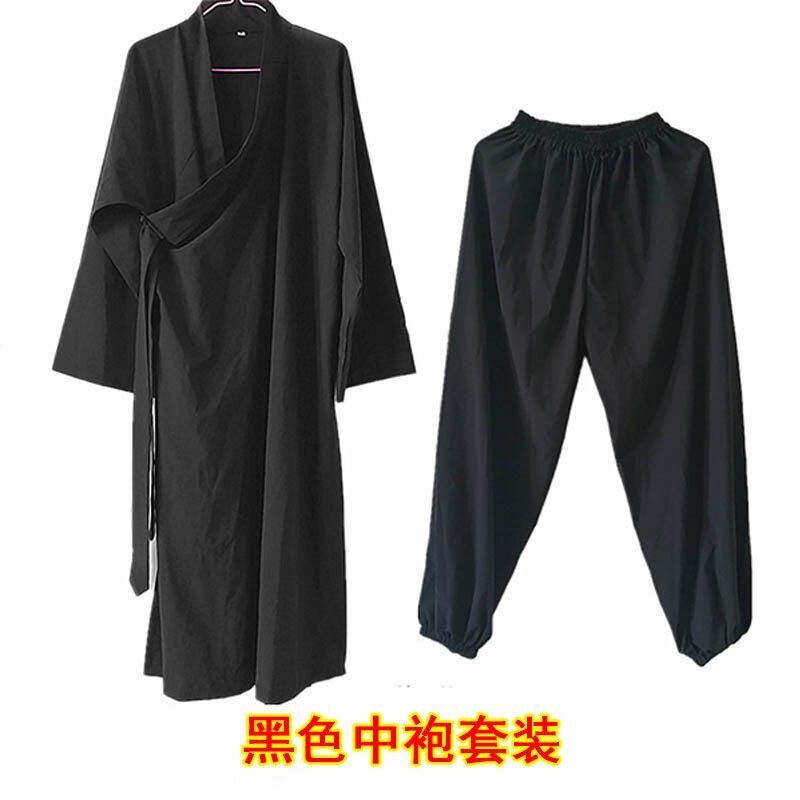 新款道家用品道士服装男女道袍长袍中袍道服中褂上扣短装薄款套装