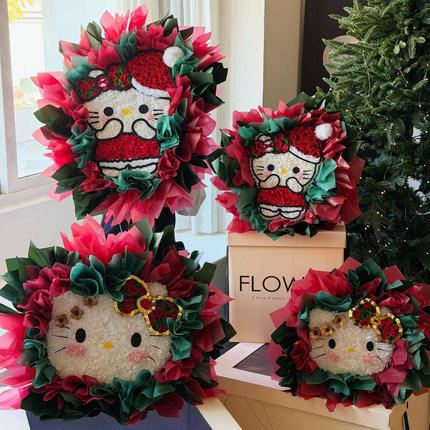 hellokitty永生花圣诞真花玫瑰花束礼盒情人节送女友闺蜜生日礼物