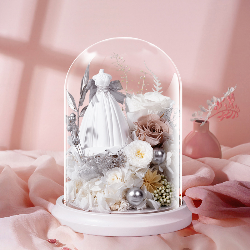 婚纱永生花送女友结婚生日礼物