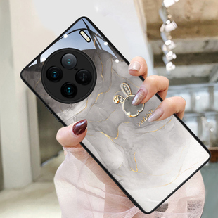 水墨兔适用vivox100手机壳x90pro新款x80高级感s18pro玻璃时尚x50简约x60pro高端s15爆款16pro网红vivo全包套