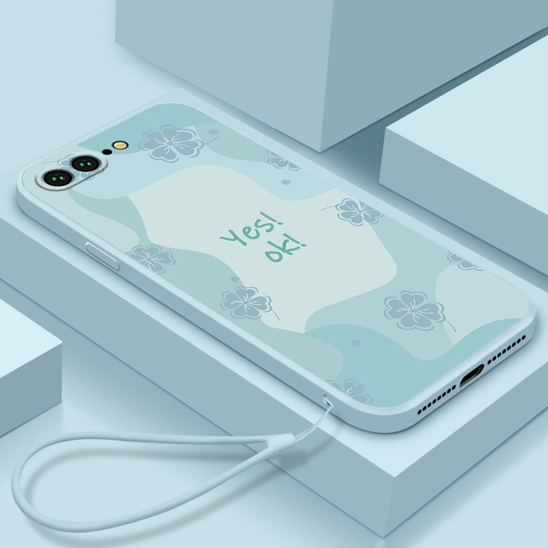 适用苹果8plus手机壳新款iphone7超薄液态硅胶6plus幸运草简约i8镜头全包6s防摔保护套高级感ins风网红情侣潮