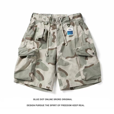 日系复古青年重磅复古迷彩宽松工装短裤男cityboy休闲五分中裤潮