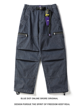 25SS青年秋冬加厚重磅360G复古拉链口袋帆布工装裤休闲男日潮长裤