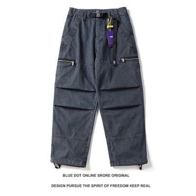 25SS青年秋冬加厚重磅360G复古拉链口袋帆布工装裤休闲男日潮长裤