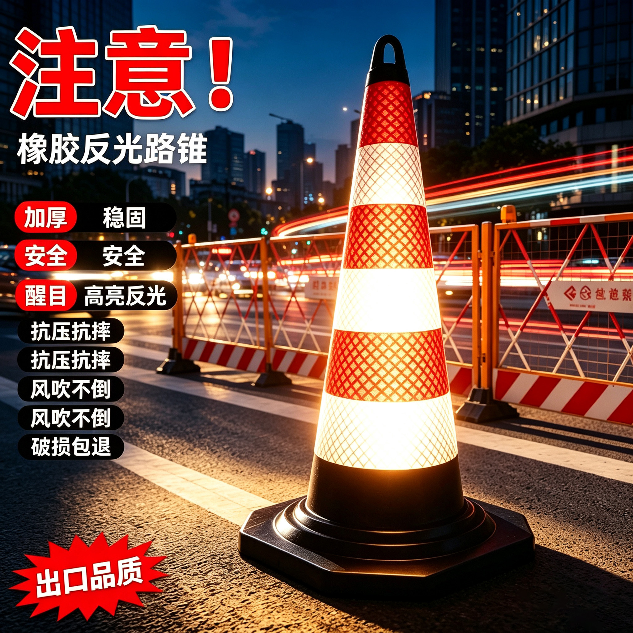 橡胶路锥停车柱路障90警示牌请路锥/方锥/反光锥