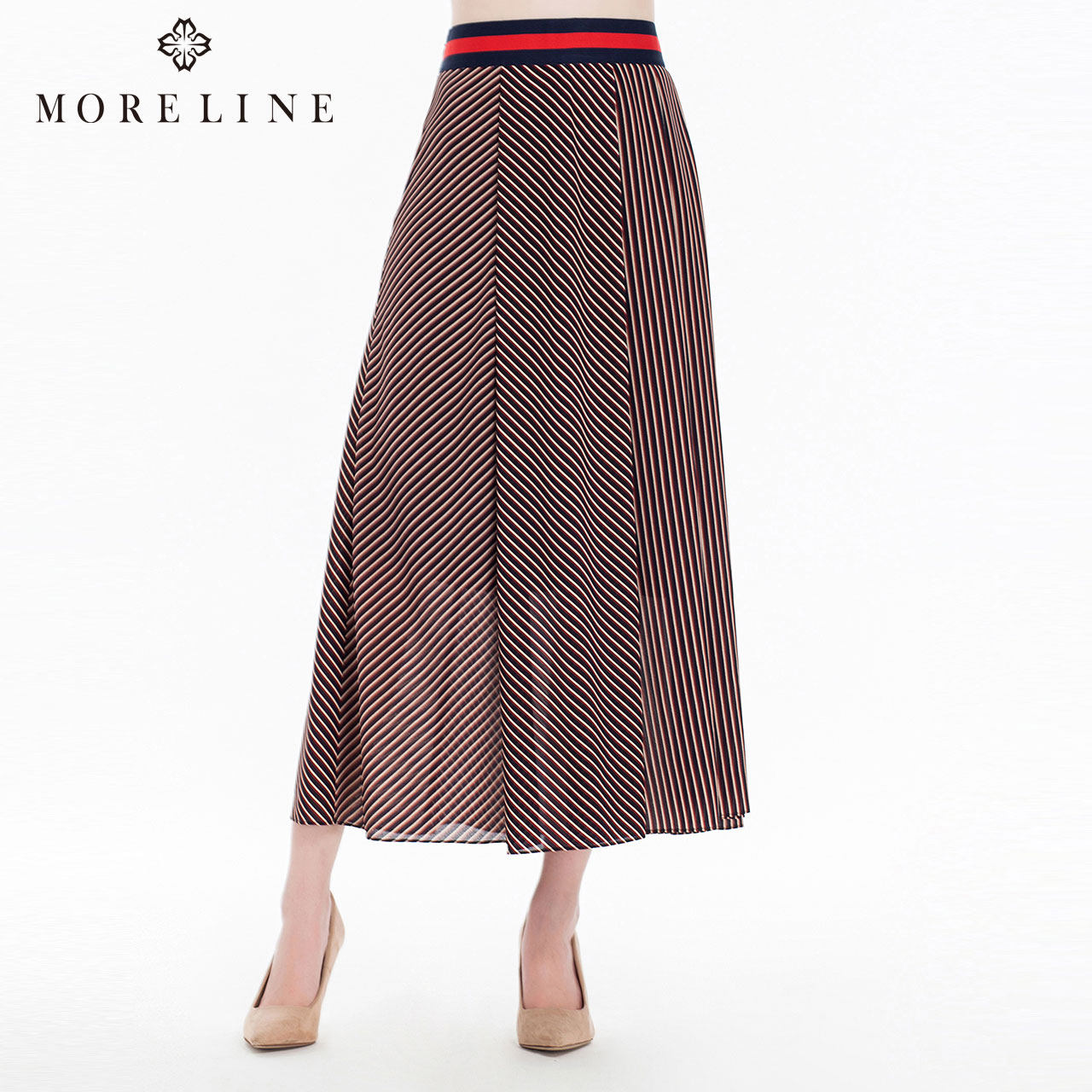 MORELINE Wellspring Retro stripe Mosaic Half skirt Self cultivation Show thin A word skirt 1201326in the Women's clothing/Boutique , Skirts  category - from Buy2taobao.com to provide professional Taobao agent buy service