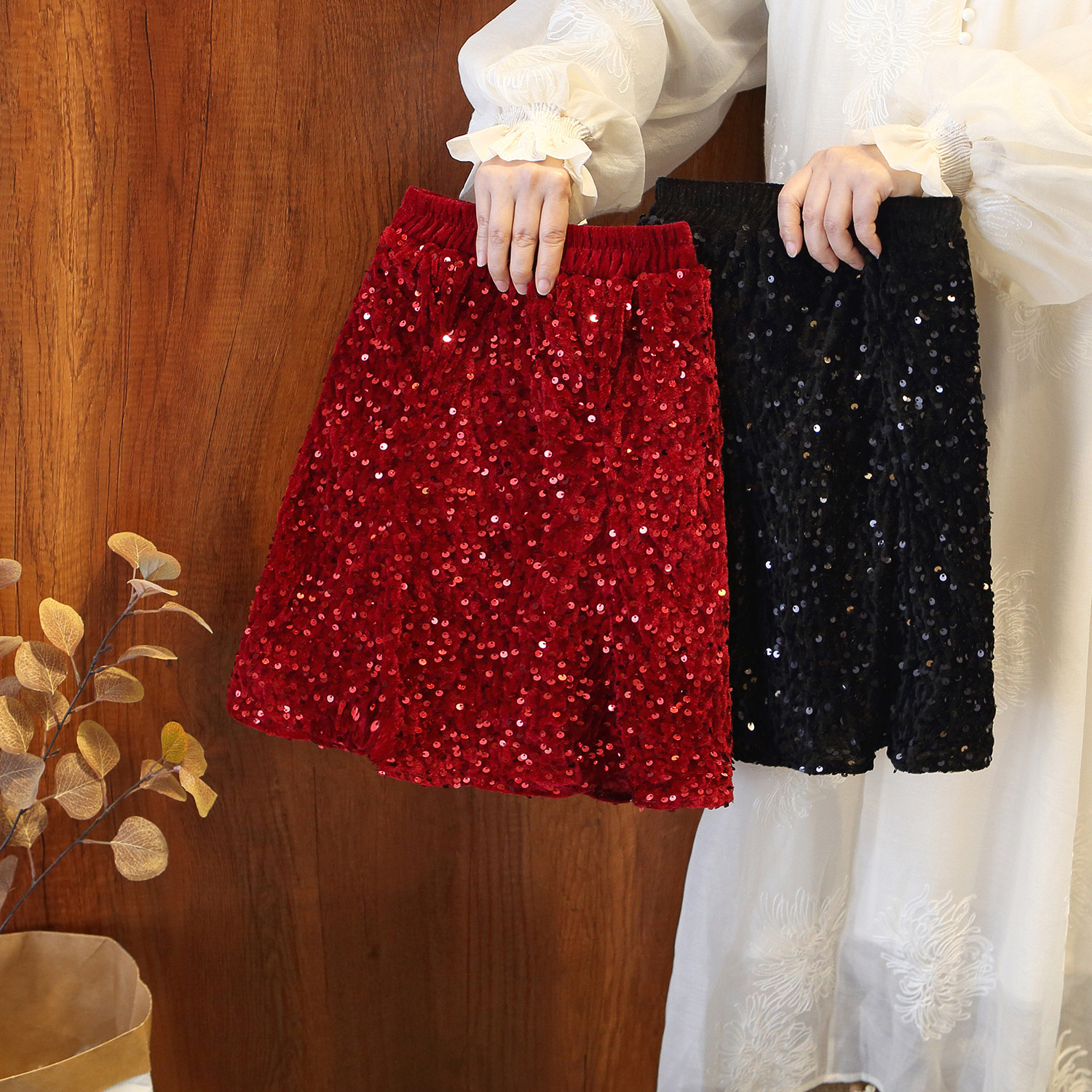 女童2025冬新款韩系亮片半身裙松紧腰A字加绒时尚百搭短裙中长裙,童装/婴儿装/亲子装,半身裙,淘宝优惠券,粉丝福利购,淘宝优惠卷