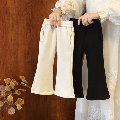 女童2025秋冬加绒微喇裤冬季韩版保暖长裤女宝宝洋气百搭时尚裤子