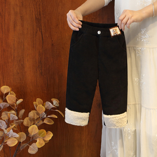 女宝宝外穿休闲保暖裤 儿童加绒直筒裤 子 冬装 女童三层夹棉加厚棉裤