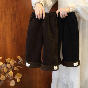 女童棉裤 女宝宝加绒加厚裤 儿童一体绒外穿保暖裤 新款 子2025冬装