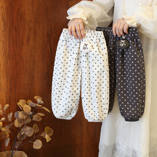 儿童2026春秋新款韩版波点灯笼裤女童松紧腰束脚裤洋气百搭休闲裤
