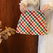 女童格纹半身裙高腰A字短裙彩色复古格纹裙冬季 百搭防走光裙子潮