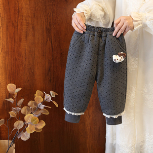 女宝宝冬装棉裤儿童三层夹棉加厚外穿保暖裤女童一条过冬裤子靴裤