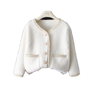 女童小香风毛衣秋冬季新款女中大童洋气加厚针织开衫外套儿童保暖