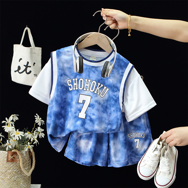 儿童装男童篮球服套装速干夏季2024新款女中大童背心运动短裤潮