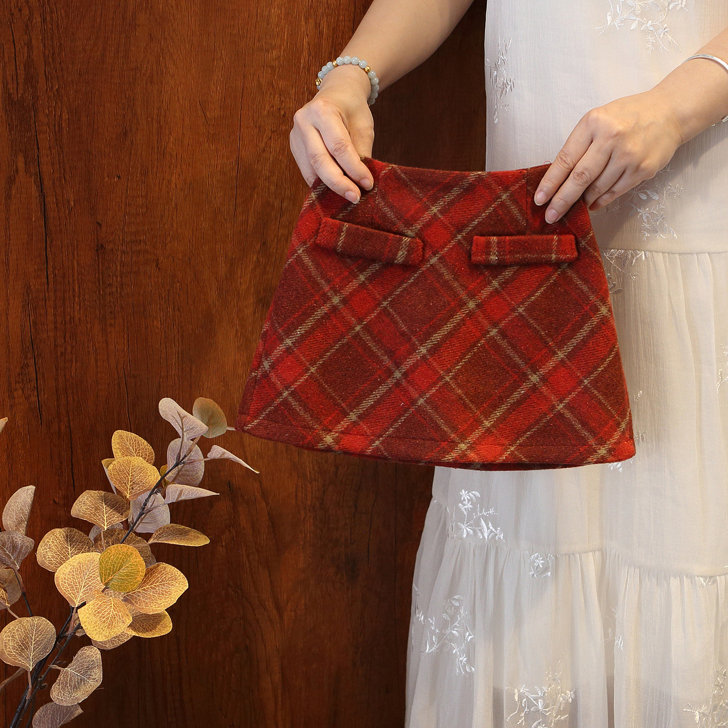 女童毛呢半身裙2025新款春秋冬装儿童格子短裙中小童a字裙防走光