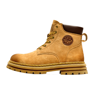 大黄靴女款春秋厚底英伦风2026新款女鞋川西旅游黄色踢不烂马丁靴