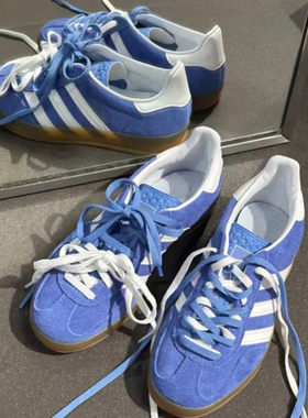 时尚复古蓝色德训鞋男女款2026新款低帮防滑增高情侣百搭休闲板鞋