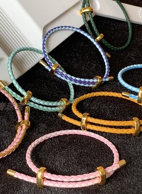 直播热卖过年转运珠手绳穿3D硬金沙金转运珠手链八字扣可调节手环