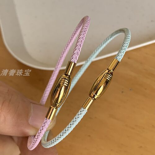 2.5mm编织皮绳钢丝绳手链
