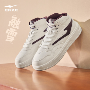 男鞋 子学生休闲高帮运动鞋 秋季 皮面防泼水鞋 新款 融雪鸿星尔克板鞋