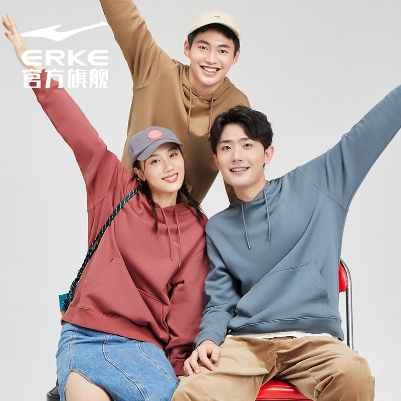 色彩博物馆丨鸿星尔克男女连帽卫衣春季情侣运动休闲宽松美式重磅