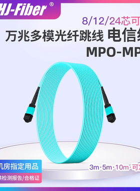 华杰恒讯定制 MPO光纤跳线8芯12芯24芯MTPLC万兆多模铠装线OM3适用华为思科交换机IDC尾纤QSFP光模块40G/100G