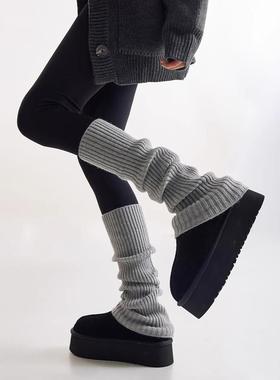 灰色袜套袜子女春秋针织腿套日系堆堆袜保暖小腿袜长筒袜配雪地靴