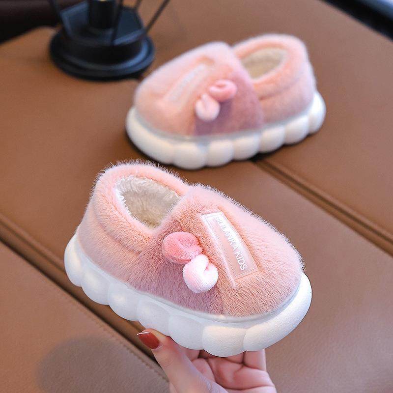 儿童包跟棉鞋新款韩版时尚卡通可爱拖鞋男女童室内居家亲子款棉拖