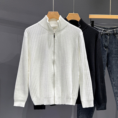 毛衣开衫男士潮流修身立领针织衫