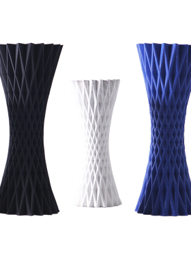 现代简约3D立体陶瓷网格小蛮腰花瓶摆件样板房间家居客厅装饰花器