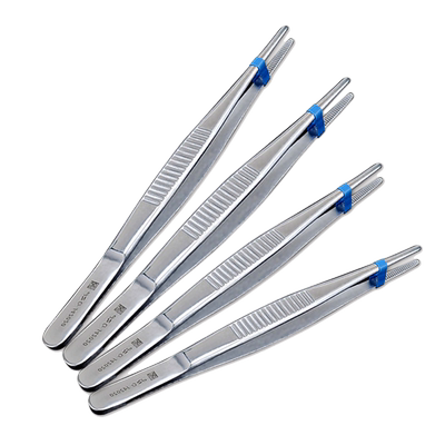 上海金钟 不锈钢镊子加厚防滑敷料镊带齿组织镊 眼科镊眼用镊
