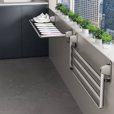 晾衣服固定式晾晒架子铝合金免打孔壁挂神器可折叠晒玩偶鞋子