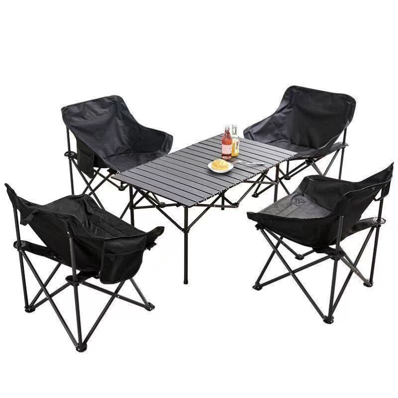 折叠蛋卷桌椅便携式靠背懒人多功能休闲野餐家用露营桌椅套装
