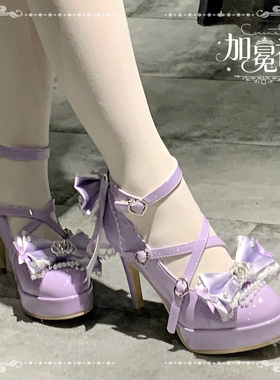 全款加冕礼紫色芝士芒芒物语lolita蝴蝶结高跟lo鞋防水台女鞋