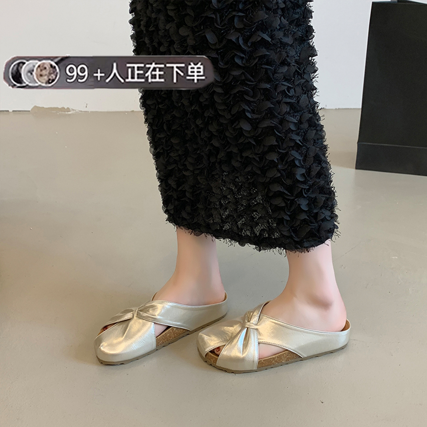 品牌厚底内增高勃肯鞋包头半拖鞋女夏外穿2025新款小个子一脚蹬凉