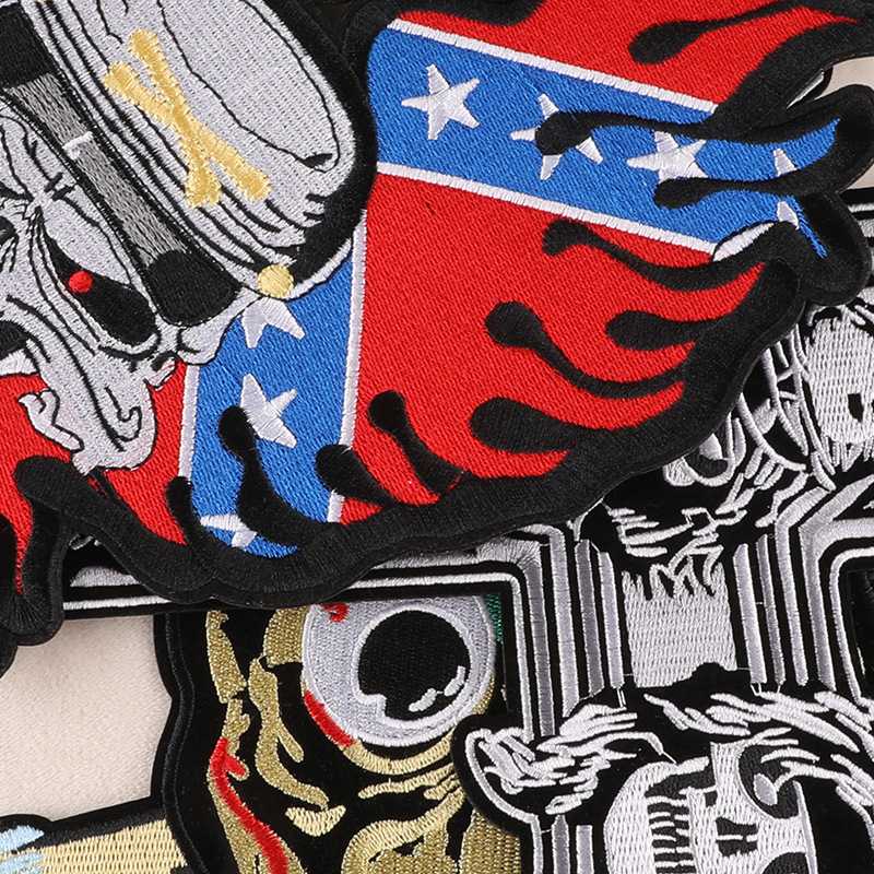 新款直销朵酷电脑绣花标章仔骷髅鬼头朋克风机车服装辅料背胶补丁