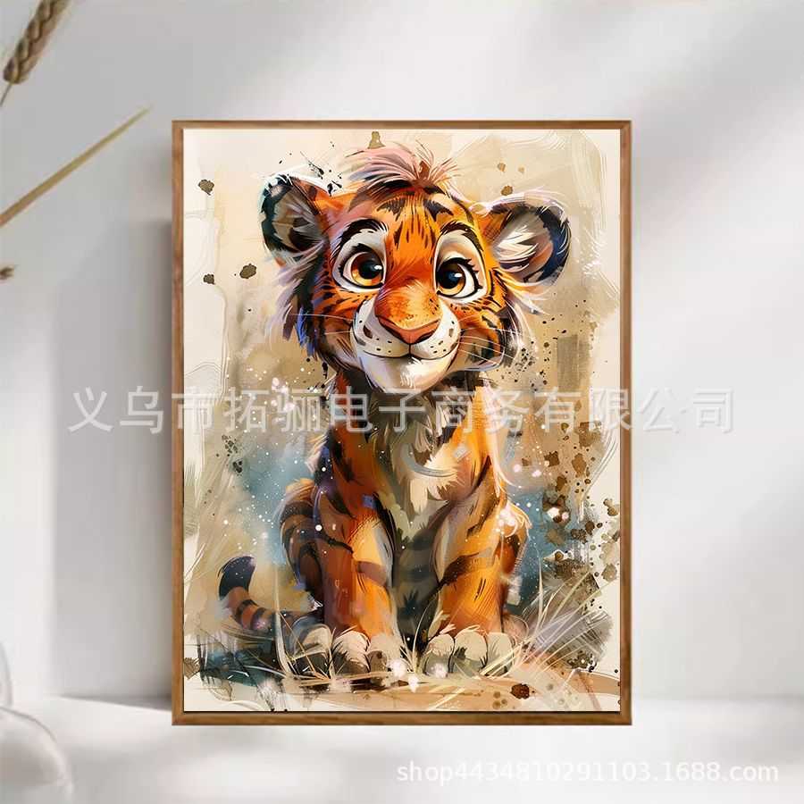 新款直销可爱老虎钻石画满钻客厅卧室小幅十字绣新款砖石贴画手工
