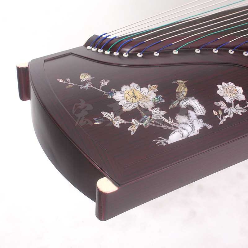 新款直销供应 挖嵌螺钿 紫檀牡丹花鸟古筝 扬州练习演奏古筝 支持