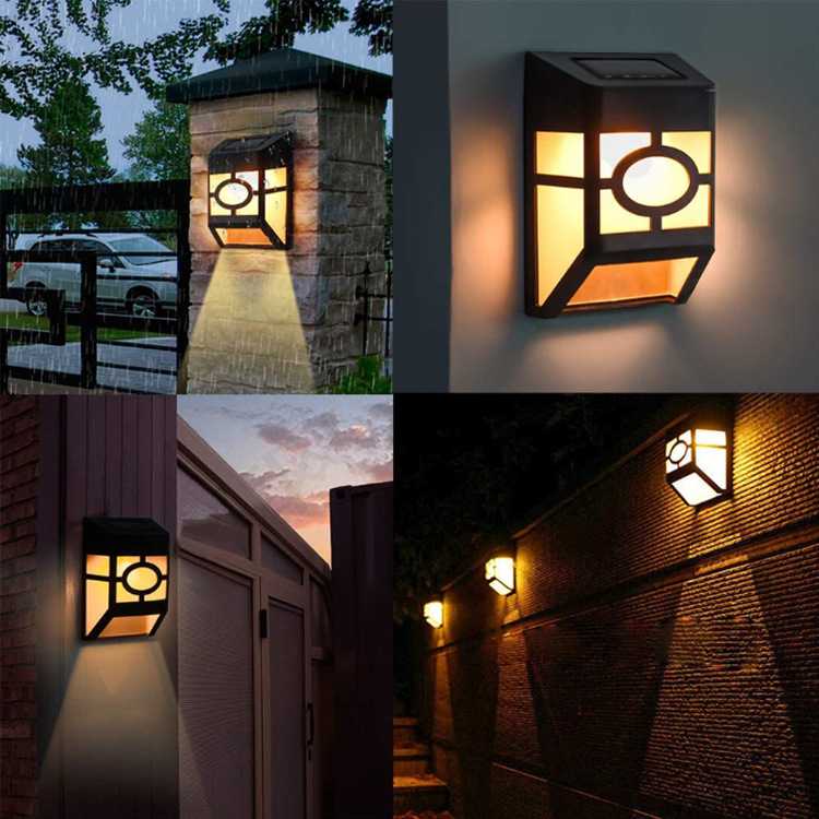 新款直销户外壁灯庭院花园别墅灯防水围墙栅栏楼梯灯太阳能2led方