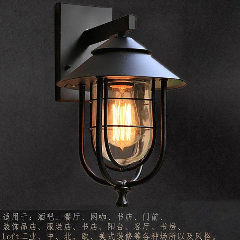 新款直销美式复古做旧铁艺壁灯 咖啡厅酒吧KTV背景墙装饰灯走廊过