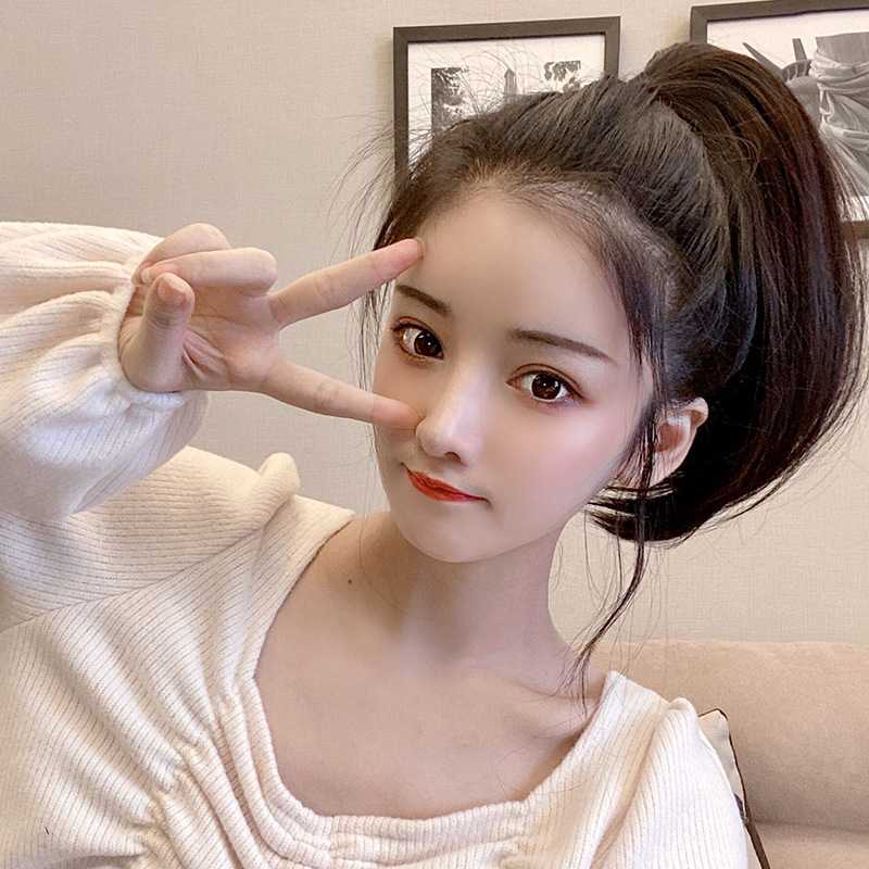 新款直销假发马尾女抓夹式短款内扣假马尾网红微卷马尾蓬松仿真发