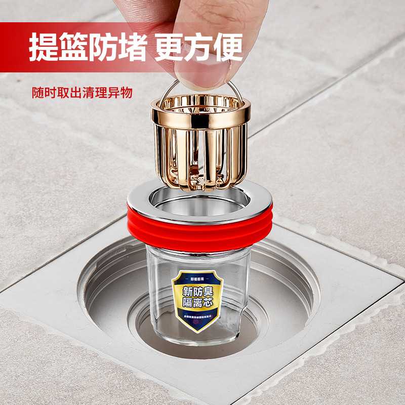 新款直销地漏防臭芯卫生间下水管道防反味排水口通用提篮防臭盖密